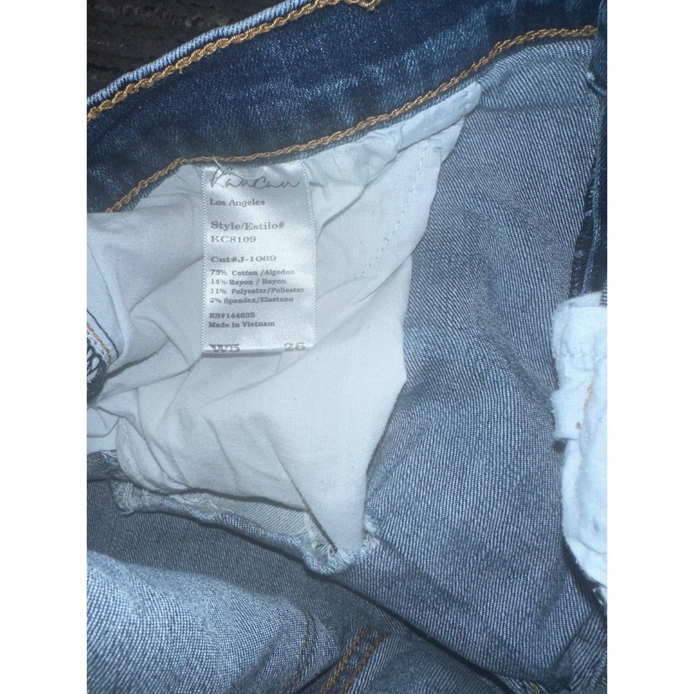Kancan Distressed Medium Wash Denim Shorts KC8109 Blue Ripped Frayed Size 26 - Picture 3 of 3